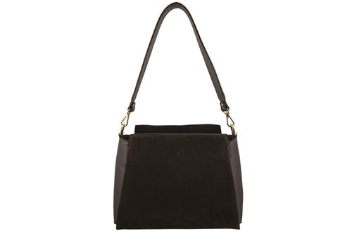 Torebka miejska z naturalnego zamszu i skóry - Brązowa ciemna na Arena.pl