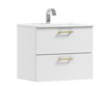 Szafka łazienkowa wisząca LUNA 50 biała/GOLD z umywalką Alto