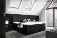 Nowoczesne łóżko kontynentalne z topperem do sypialni  HAVANA czarne 160x200