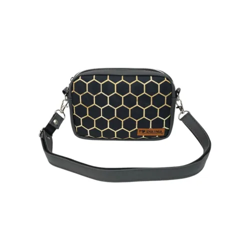 Mini Torebka Box z Ekoskóry ze Złotym Wzorem Plastra Miodu na Arena.pl