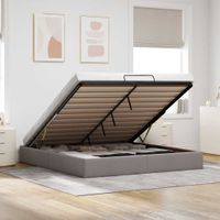 Rama łóżka otomana bez materacem, taupe, 160x200 cm, tkanina