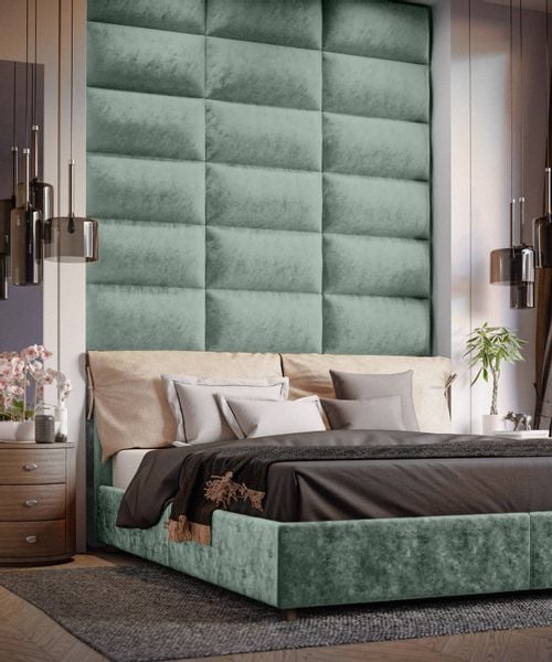 PANELE TAPICEROWANE ŚCIENNE MIĘTOWE WEZGŁOWIE 3D 100cm x 20cm zdjęcie 3