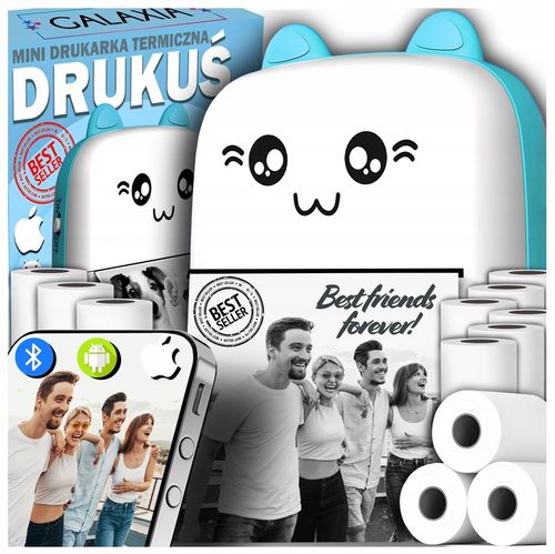 Mini Drukarka Termiczna DRUKUŚ ORYGINALNY Do Zdjęć Przenośna + 11 ROLEK na Arena.pl