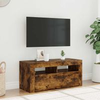 Szafka pod TV z oświetleniem LED, przydymiony dąb, 90x35x40 cm