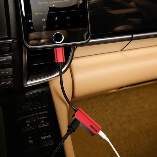 Adapter Audio Baseus L32 Lightning do Mini Jack 3.5mm i lightning - czerwony na Arena.pl