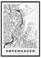 Plakat mapa plan miasta Kopenhaga 50x70 cm w czarnej ramie
