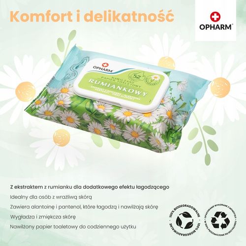 Nawilżany papier toaletowy rumiankowy Opharm 6x52 szt. na Arena.pl