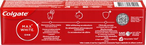 COLGATE MAX WHITE ONE PASTA DO ZĘBÓW WYBIELAJĄCA 75 ML na Arena.pl