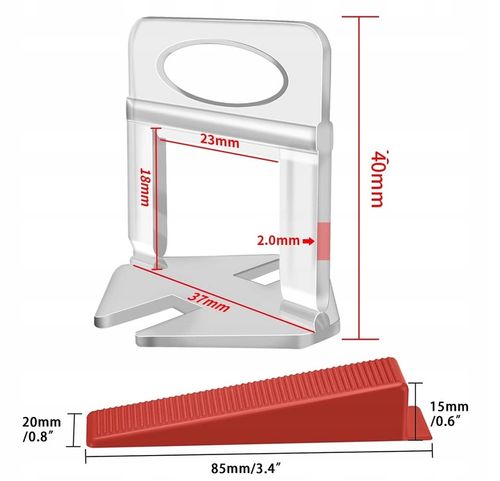MOCNY ZESTAW SYSTEM POZIOMOWANIA PŁYTEK KLIPSY KLINY SZCZYPCE 2mm na Arena.pl