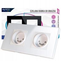 Gniazdo 230V/16A z ramką podwójne szklane białe lub czarne Kolor - Biały