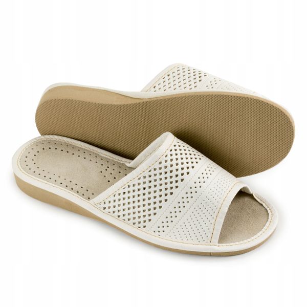 DAMSKIE KAPCIE Skórzane Pantofle Skóra Ciapy zdjęcie 5