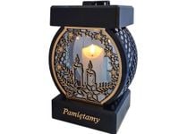 PAMIĘTAMY ZNICZ NA GRÓB KOŁO RTN ŚWIĘTA RAMA ZŁOTO+ŚWIECA LED BIAŁA