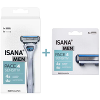 ZESTAW ISANA MEN PACE 4 MASZYNKA DO GOLENIA 4-OSTRZOWA + WKŁADY