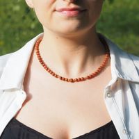 Naszyjnik - Piasek Pustyni kulki i srebro złocone 42,5 cm