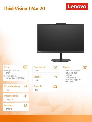 Monitor 23.8 ThinkVision T24v-20 WLED LCD 61FCMAT6EU na Arena.pl