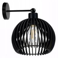 Lampa kinkiet ścienny stały prosty LOFT klosz kula 36 Drewno na 1x E27