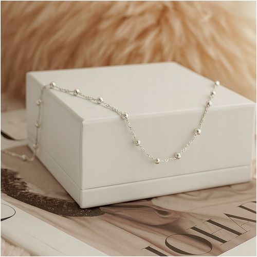 PIĘKNY SREBRNY ŁAŃCUSZEK NASZYJNIK Z KULECZKAMI CELEBRYTKA 35 CM SREBRO 925 na Arena.pl