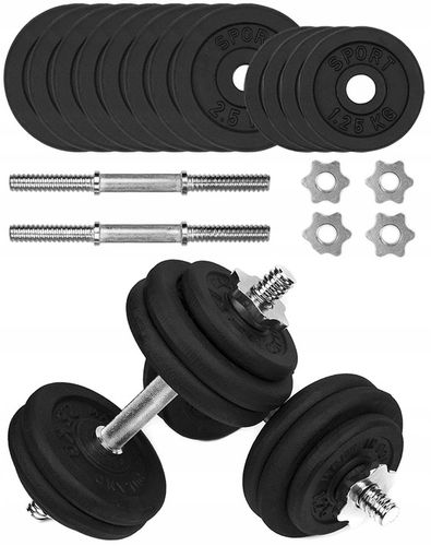 HANTLE ŻELIWNE 2x15kg gryfy 28mm talerze obciążenie regulowane zestaw 30kg na Arena.pl