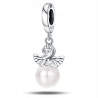 Zawieszka SREBRO 925 Charms Koralik Aniołek i Perła