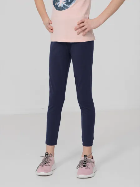 4F Legginsy dziewczęce granatowe bawełniane dopasowany krój Roz 164CM zdjęcie 2
