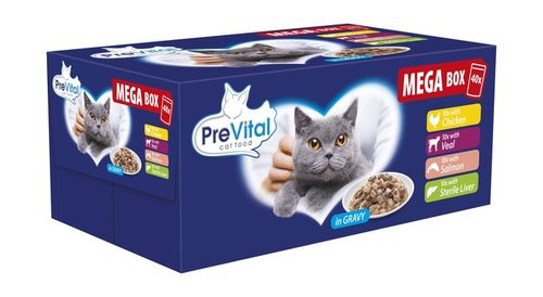 KARMA MOKRA DLA KOTA PREVITAL SASZETKI MEGA BOX 40X100G MIX SMAKÓW W SOSIE na Arena.pl