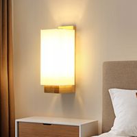 Kinkiet E27 Drewniany Prostokątny Loft Nowoczesny do Salonu