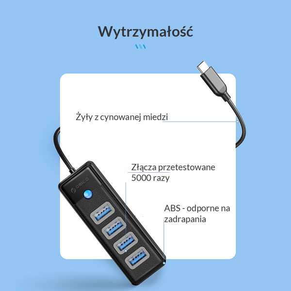 Orico Hub USB-C 4x USB-A 3.1 czarny zdjęcie 7