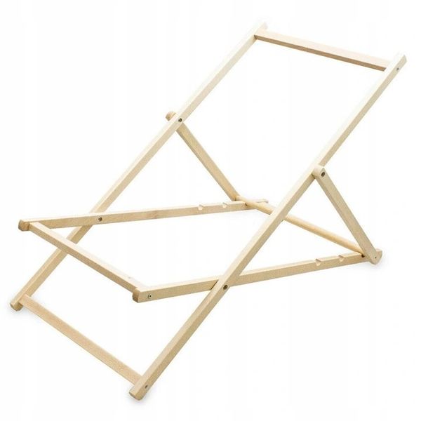 LEŻAK PLAŻOWY OGRODOWY DREWNIANY SKŁADANY BIAŁO-NIEBIESKI 17015 zdjęcie 4