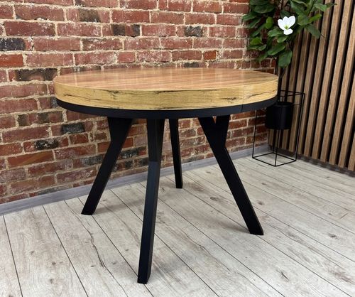 Stół okrągły 100 rozkładany do 200 cm LOFT metalowe nogi gruby blat na Arena.pl