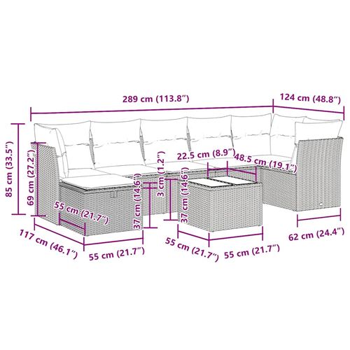 8-cz. zestaw mebli ogrodowych z poduszkami, beżowy, polirattan na Arena.pl