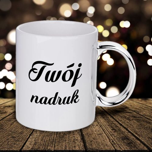 Kubek z uszkiem SILVER z Twoim nadrukiem na Arena.pl