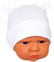 CZAPKA NIEMOWLĘCA NIEWIĄZANA r.34-36cm BIAŁA