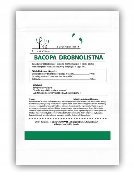 BAKOPA BACOPA MONNIERI 120kaps 500mg STRES PAMIĘĆ zdjęcie 4