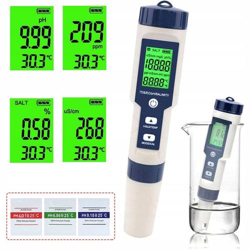 MIERNIK ELEKTRONICZNY TEMPERATURA TESTER PH/TDS/EC/SALINITY/ WODY TESTER na Arena.pl