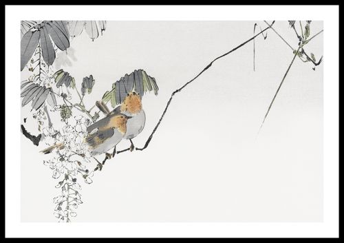 Plakat 60x40cm Two Sparrows, Seitei Japoński Vintage na Arena.pl