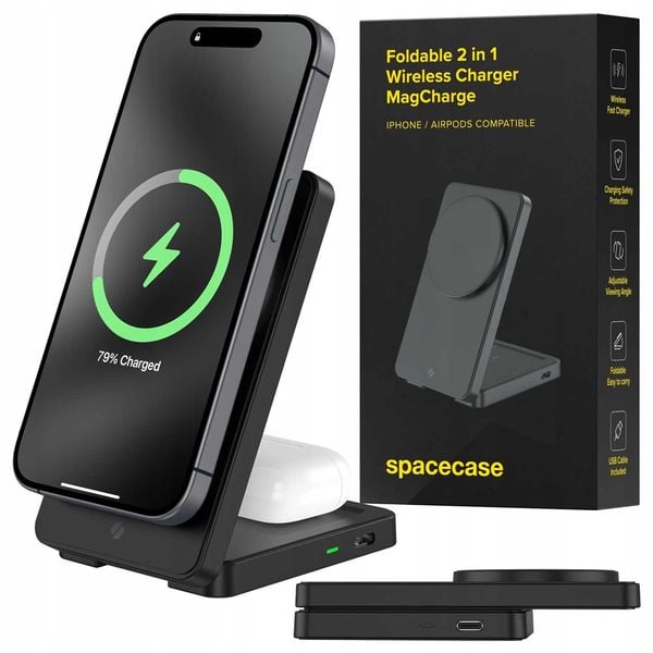 Spacecase Wireless Charger 2In1 Magcharge Wm5B Black zdjęcie 1
