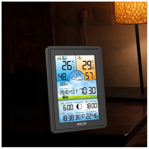 STACJA POGODOWA BALDR BEZPRZEWODOWA BAROMETR TERMOMETR LCD KOLOR na Arena.pl