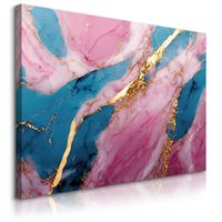 Obraz Do Salonu Lazur Różowy Marmur Abstrakcja Styl Glamour 30cm x 20cm