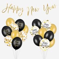 Balonowy zestaw sylwestrowy ze złotym banerem balony dekoracje na sylwestra sylwester