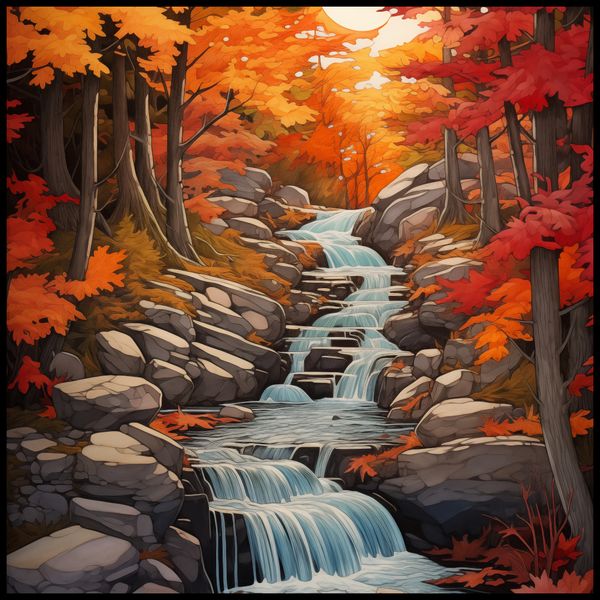 Plakat 90x90cm Jesienne Wodospady zdjęcie 2