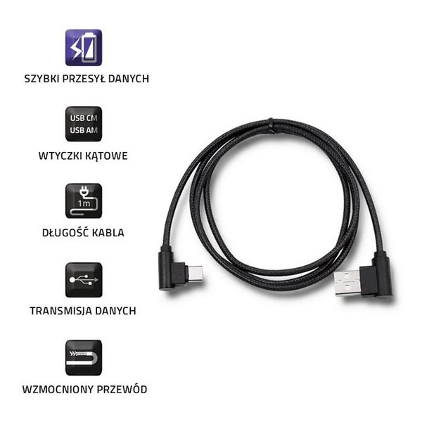 Qoltec Kabel USB typ C męski | USB 2.0 A męski | 1m zdjęcie 2