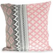 Poszewka z kory 50x60 wzór różowo-szara koronka z kokardami