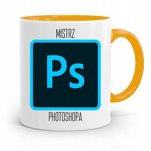 Kubek Żółty Prezent Dla Grafika Mistrz Photoshopa Z Nadrukiem Ze Zdjęciem na Arena.pl