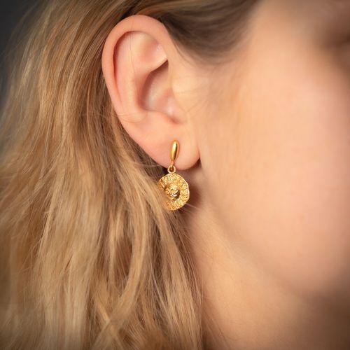 Kolczyki na wiszących sztyftach- słońce i srebro złocone na Arena.pl