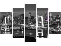 70 100CM OBRAZ 5 ELEM NOCNY WIDOK DRUK PŁÓTNO