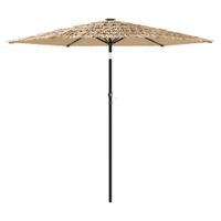 Parasol ogrodowy z LED, stalowy słupek, brązowy, 268x268x226 cm