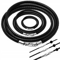 3× Biżuteria Naszyjnik Rzemyk Sznurkowy z Zapięciem Na Szyję Stal 50cm