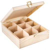 Herbaciarka pudełko na herbatę z drewna 9 przegród