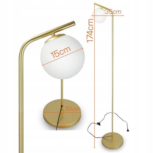 Złota Lampa Stojąca Podłogowa Lampka LED 1X E27 Kula Do Czytania na Arena.pl