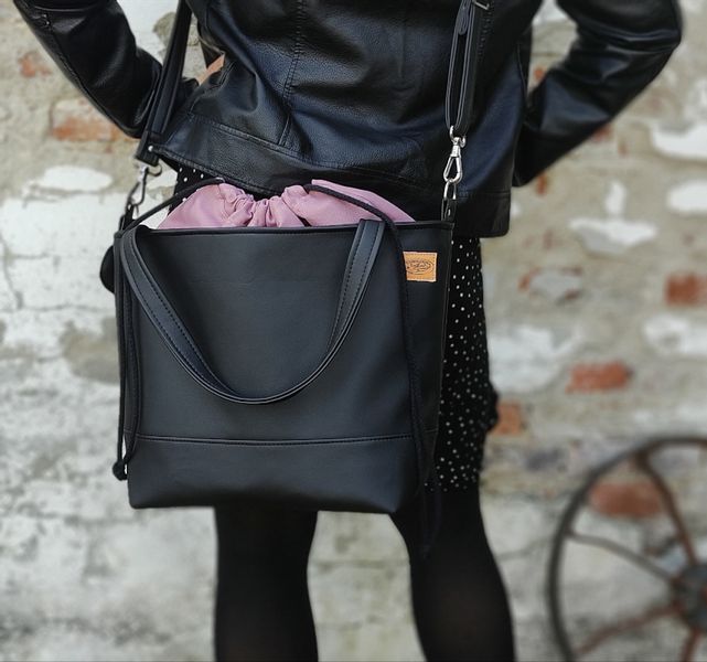 Torba klasyczna czarna z kominem zdjęcie 1